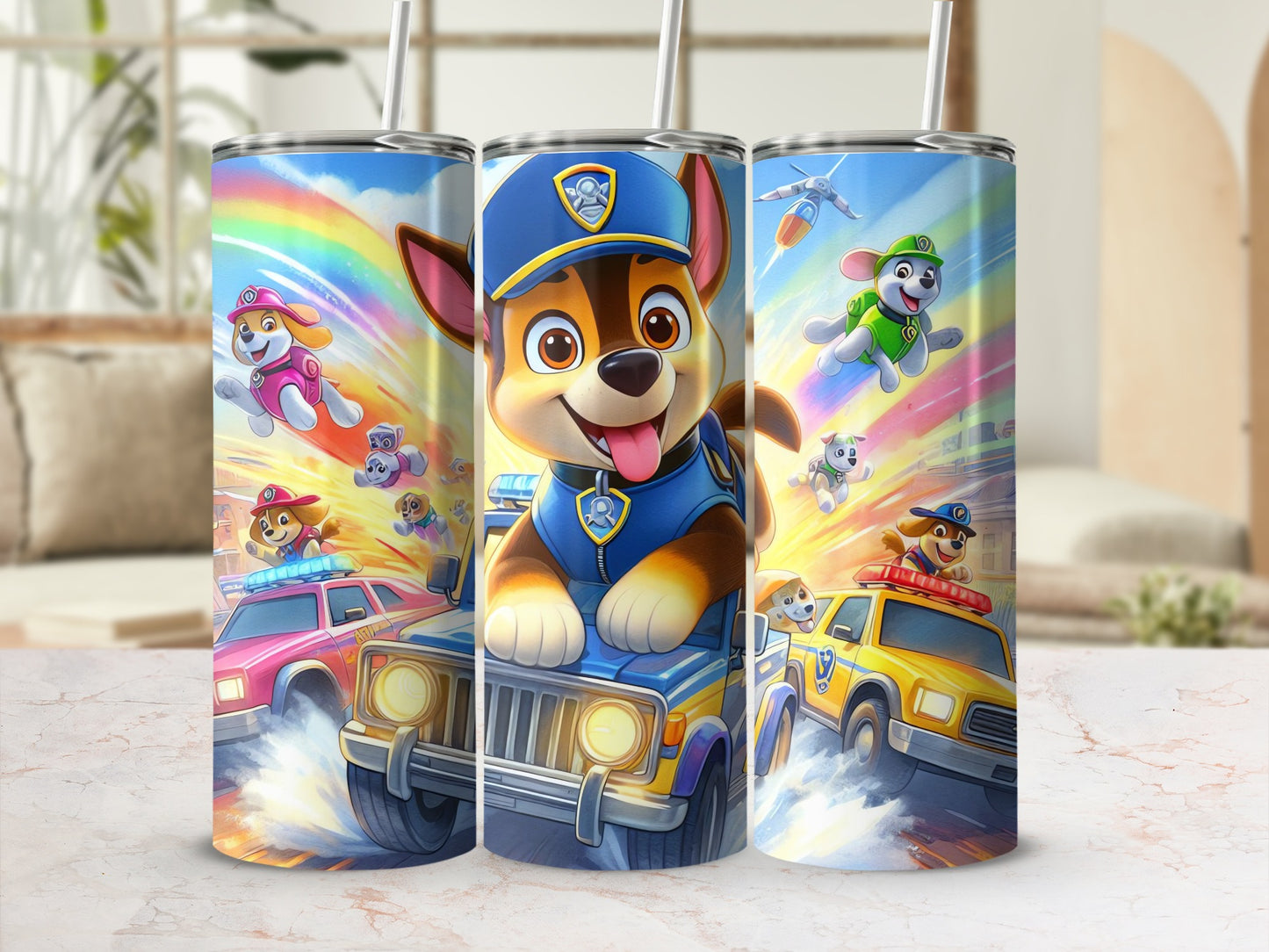 Colorful Rainbow Dog Characters Design Tumbler Product