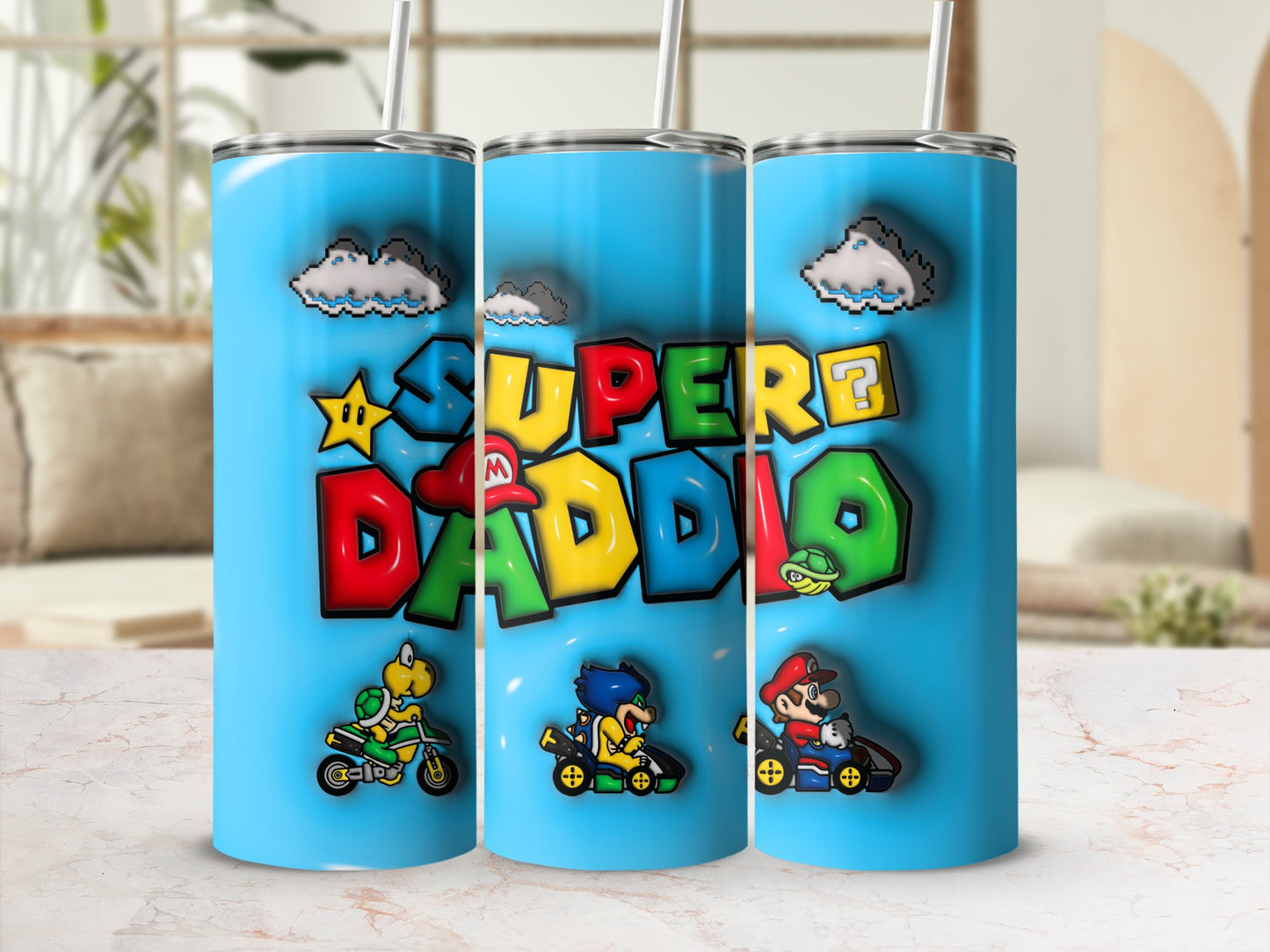 Super Dad Colorful Gaming Character Themed Tumbler