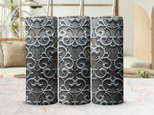 Elegant Silver Scrollwork Pattern Gray Tumbler product type