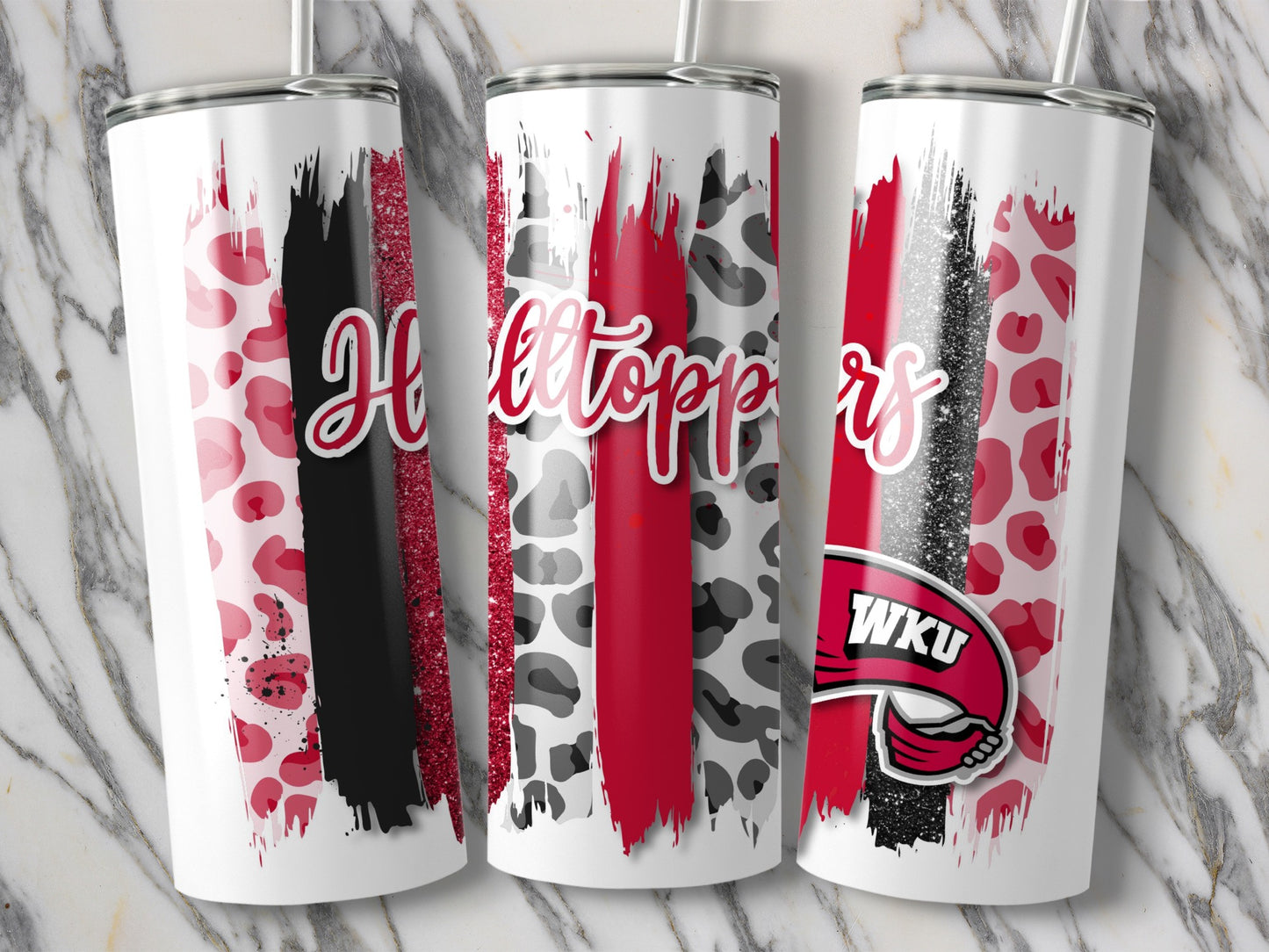 Hilltoppers WKU Leopard Stripes Grunge Design Tumblers