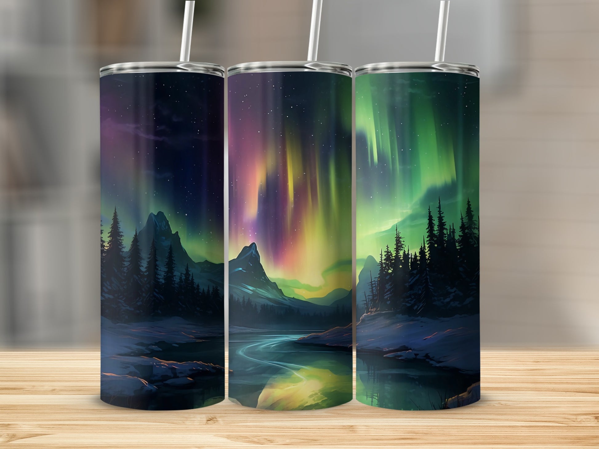Northern Lights Scenic Tumbler with Straw