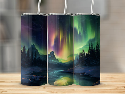 Northern Lights Scenic Tumbler with Straw