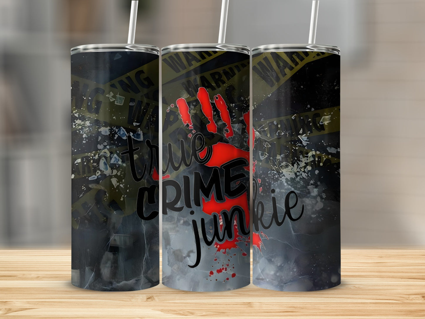 True Crime Junkie Warning Crime Scene Tumbler