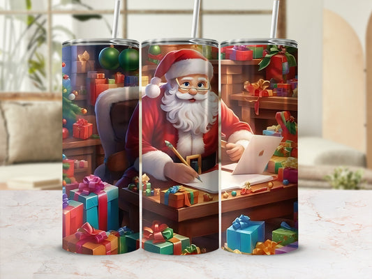 Festive Santa Claus Christmas Scene Tumbler for Holidays