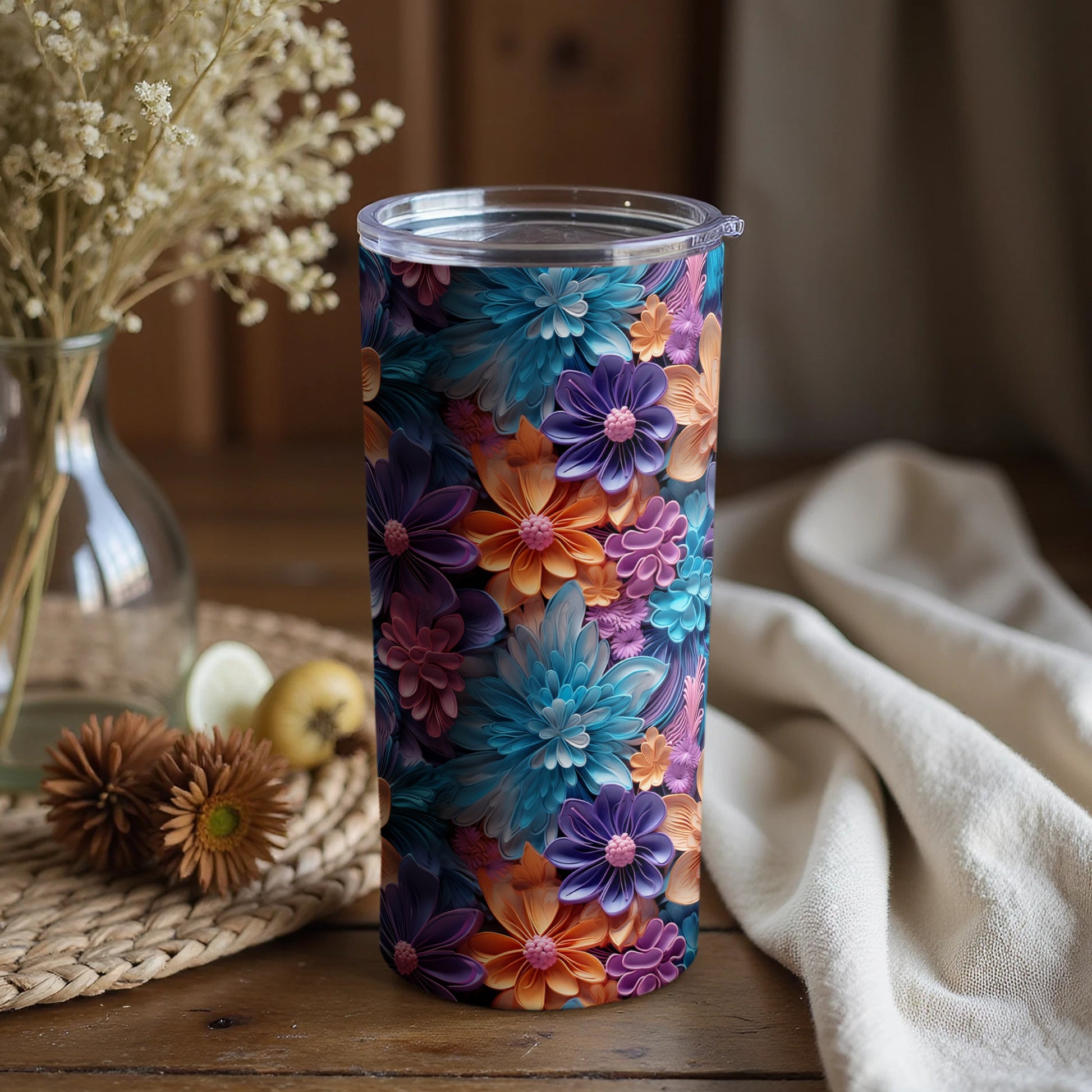Vibrant Floral Pattern Tumbler for Everyday Use