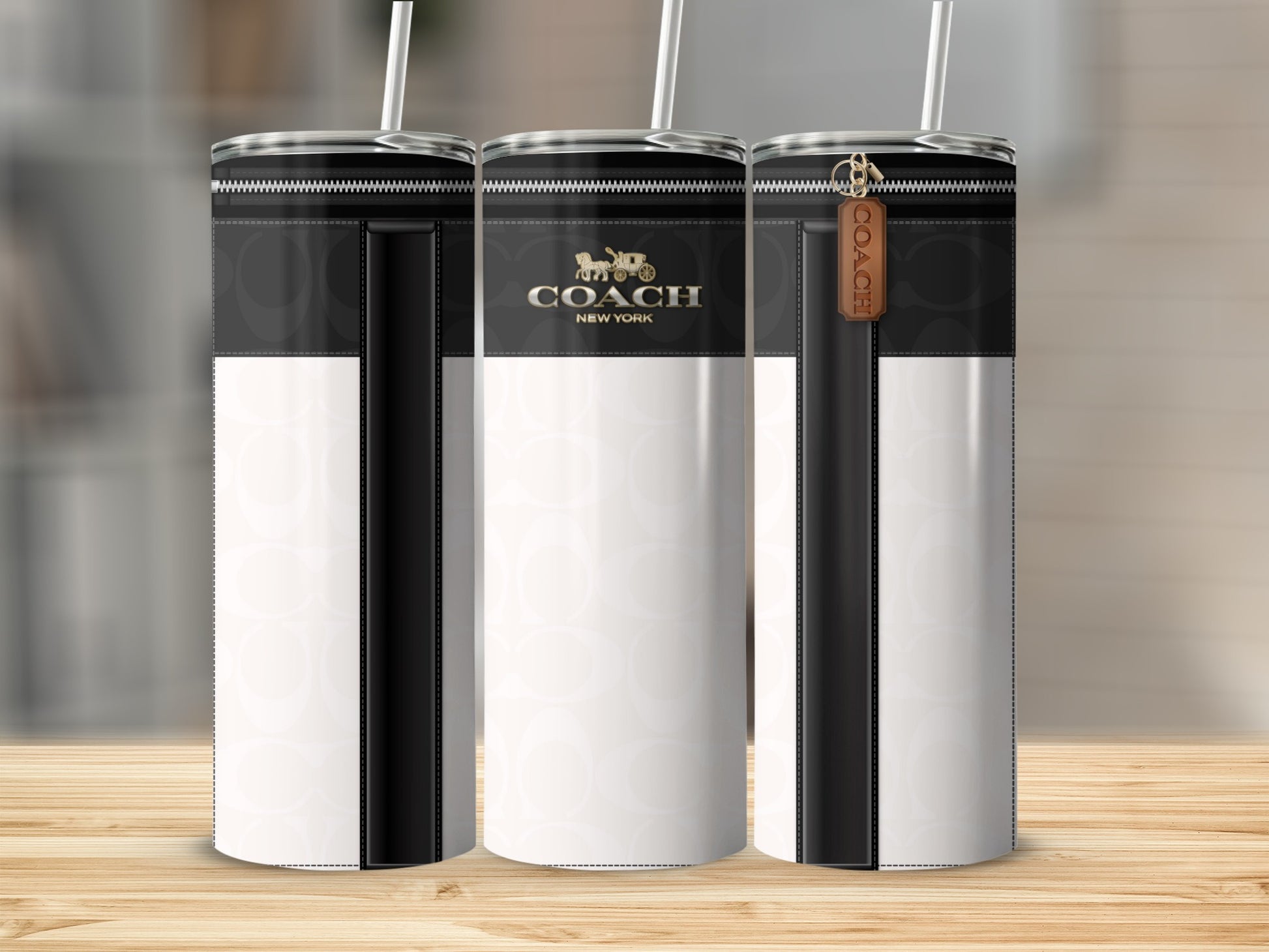 Stylish Coach New York Branded Tumbler with Straw