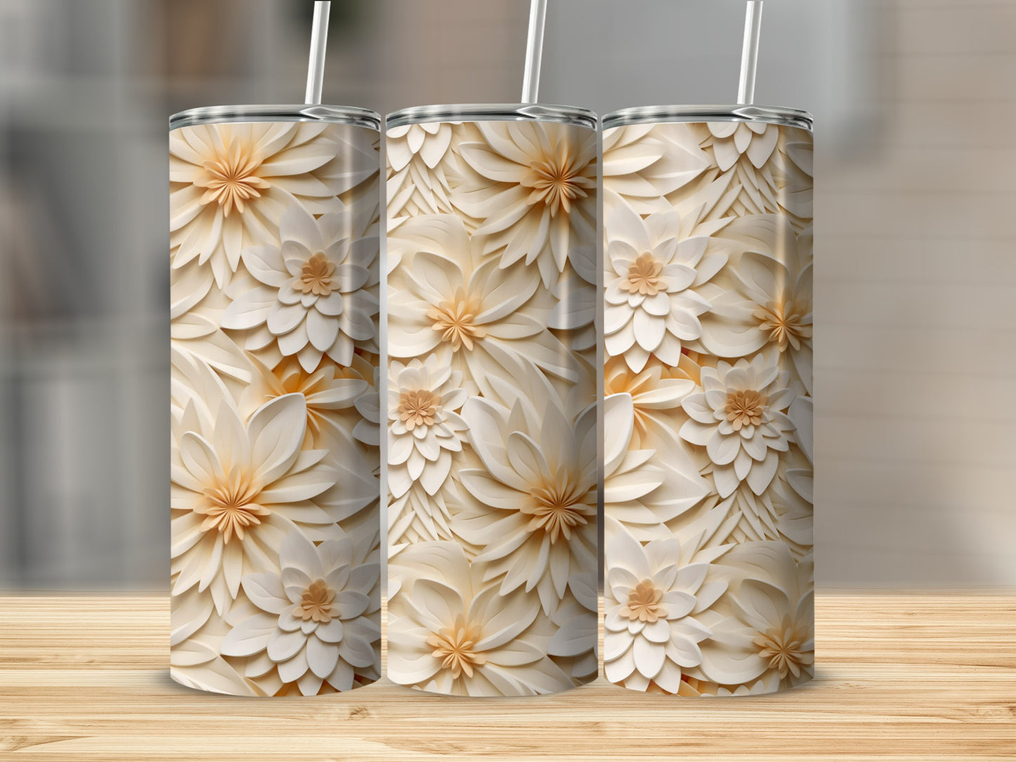 Elegant Floral Pattern Insulated Tumbler for Beverages