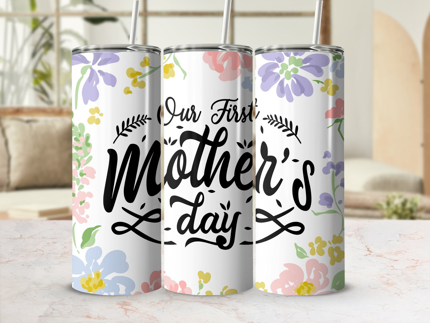 Floral Our First Mother's Day Travel Tumbler