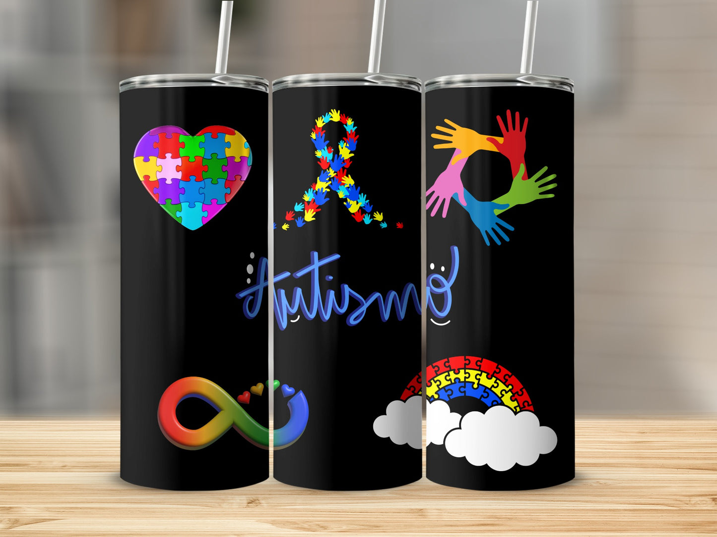 Colorful Autism Awareness Stainless Steel Tumblers