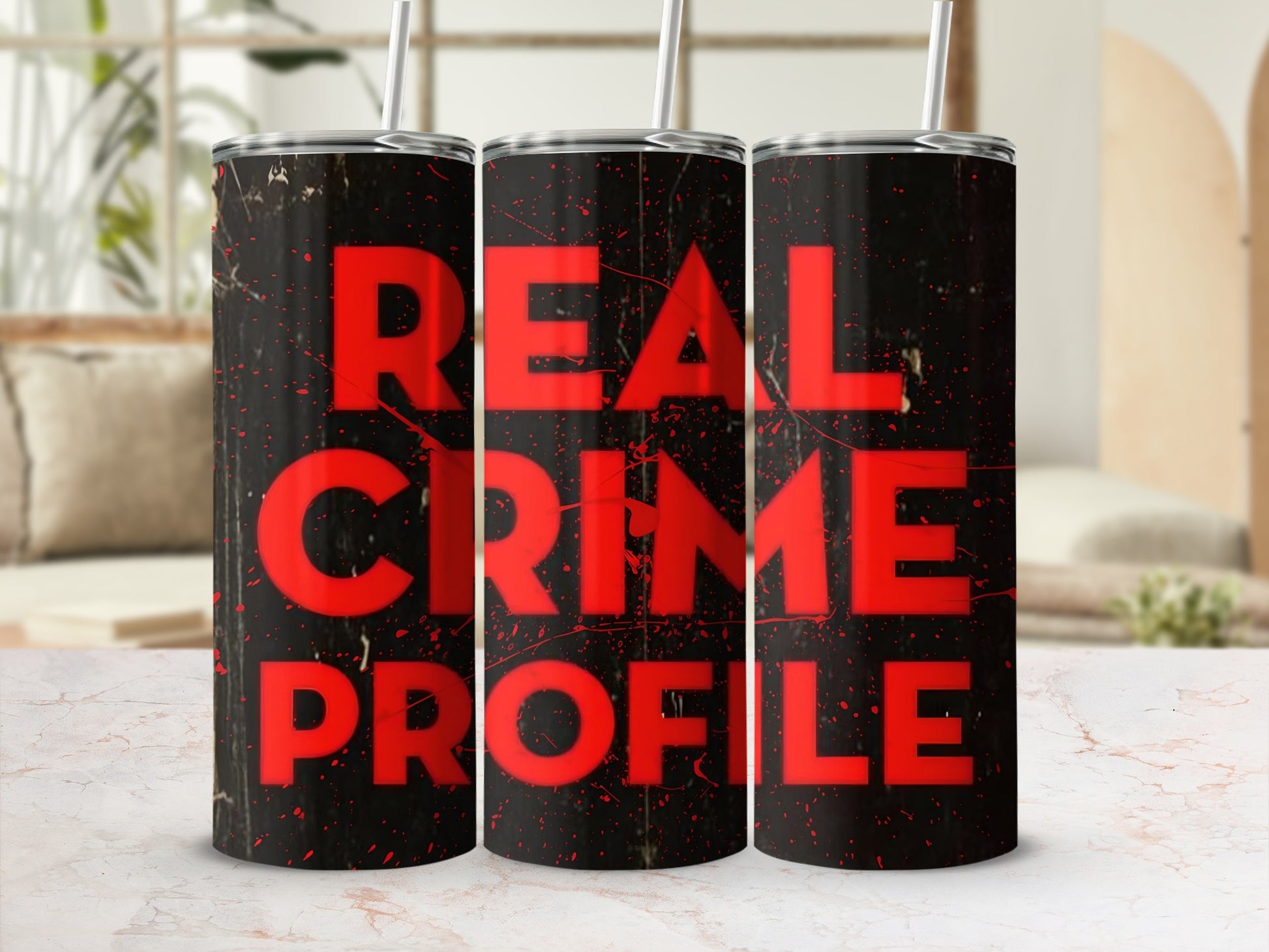 Real Crime Profile Insulated Black Red Tumbler Product