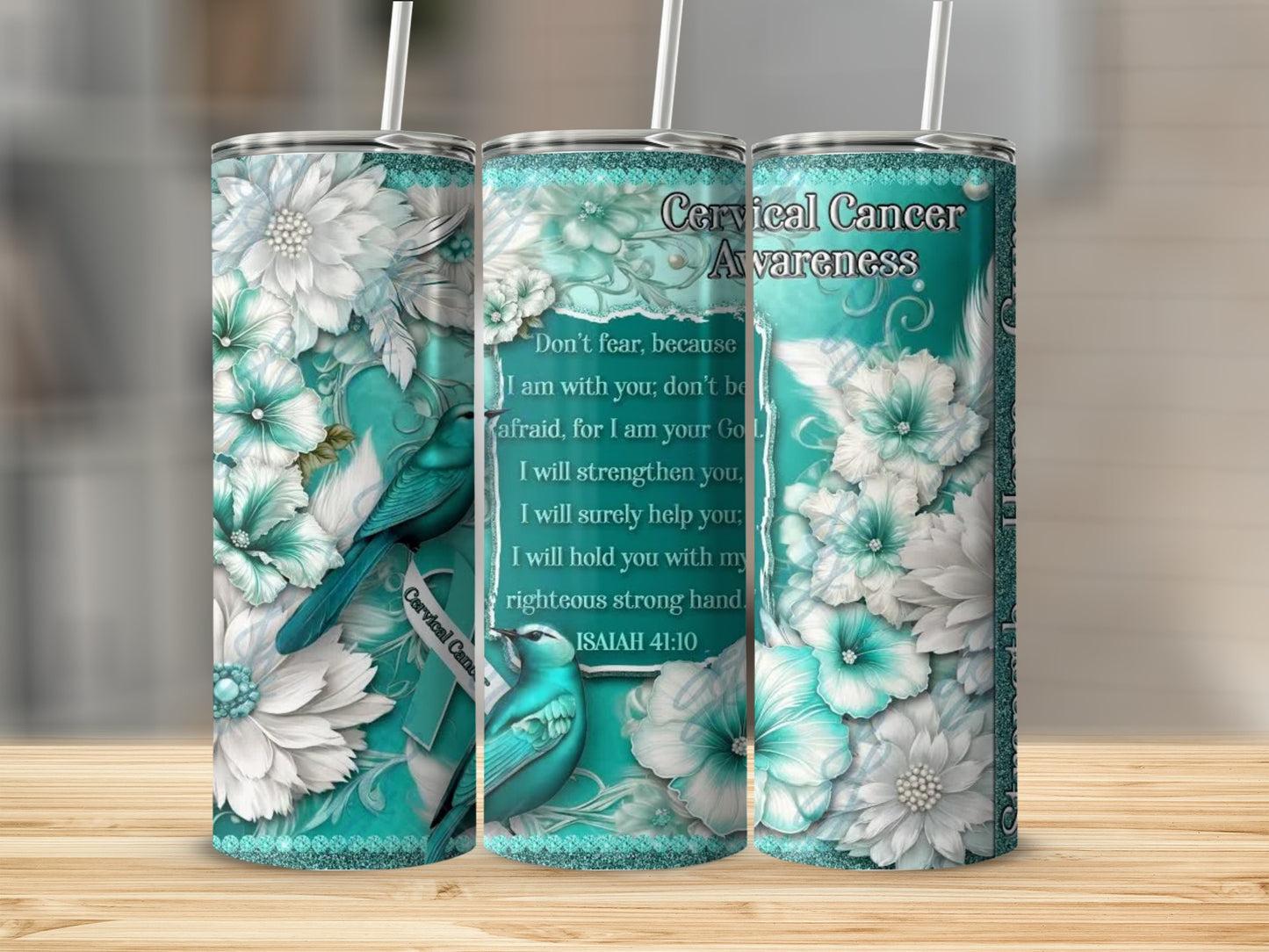 Cervical Cancer Awareness Floral Design Tumbler