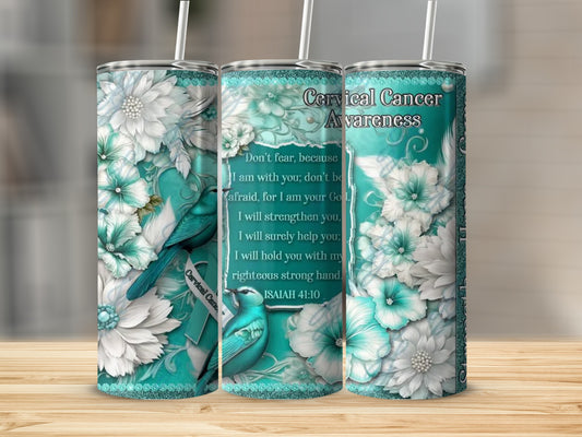 Cervical Cancer Awareness Floral Design Tumbler