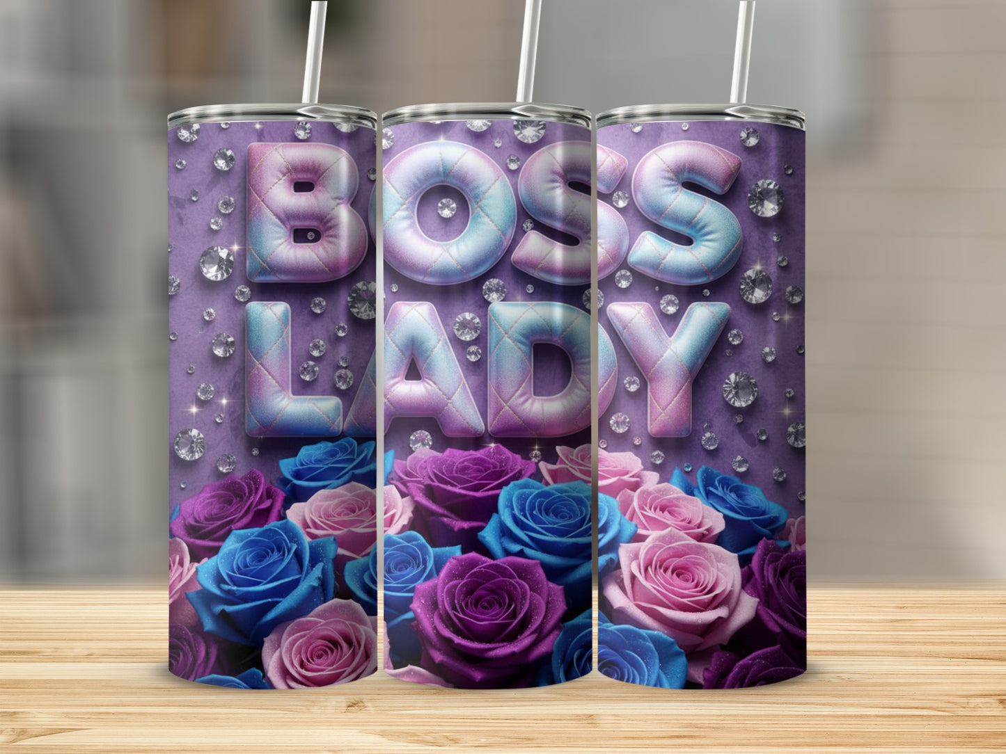 Boss Lady Design with Colorful Roses Tumbler