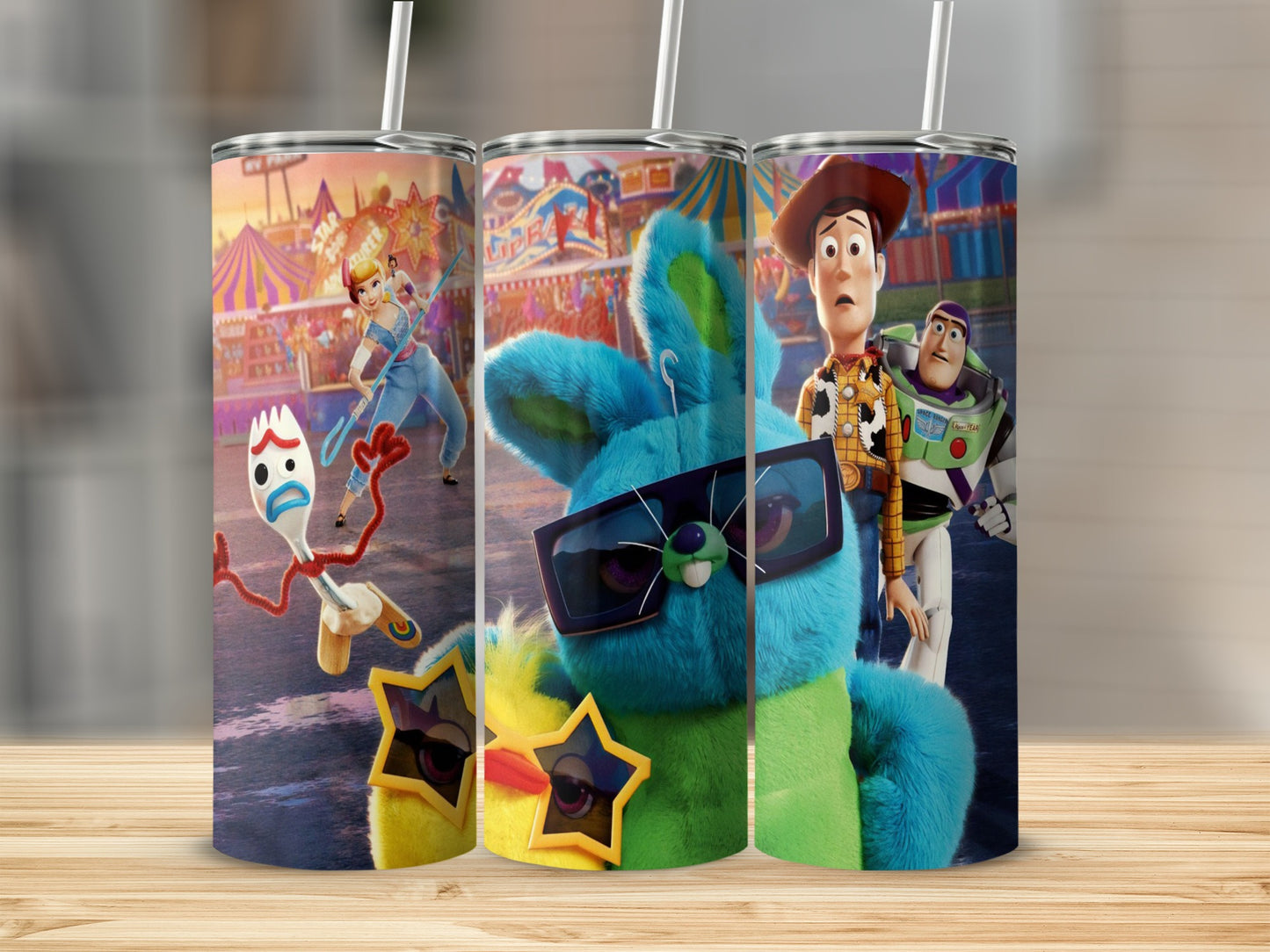 Toy Characters Tumbler with Straw for Summer Drinkware