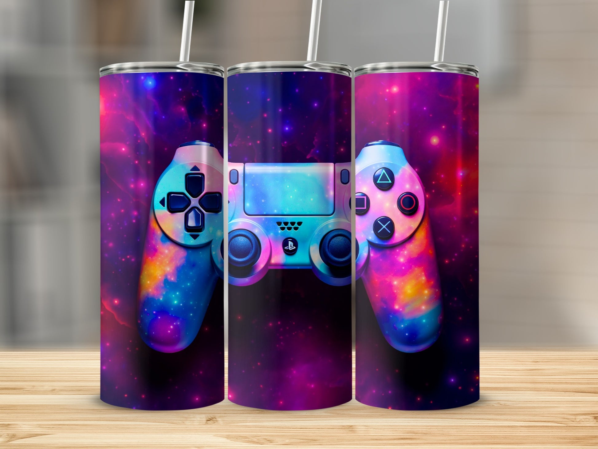 Playful Vibrant Game Controller Pattern Tumbler
