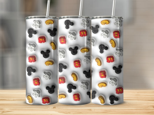 Colorful Cartoon Characters Patterned Tumbler with Straw