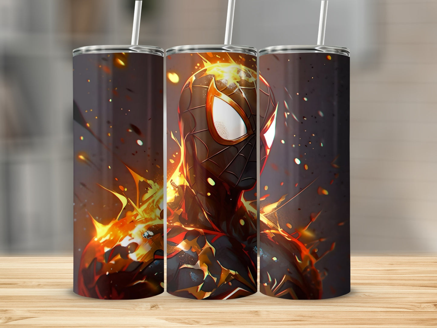 Vibrant Fiery Action Hero Design Tumbler Cup Product