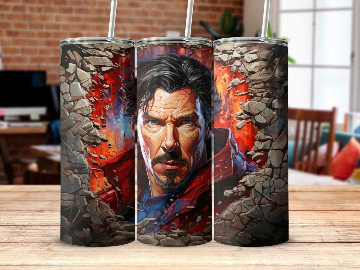 Doctor Strange Tumbler With Lid and Straw Design