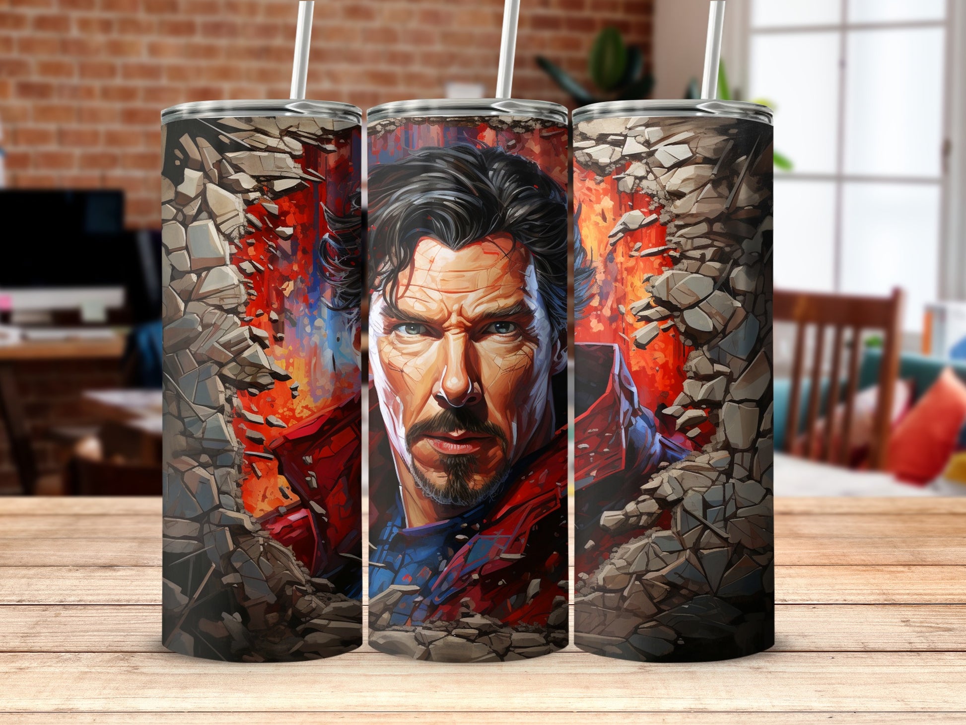 Doctor Strange Tumbler With Lid and Straw Design