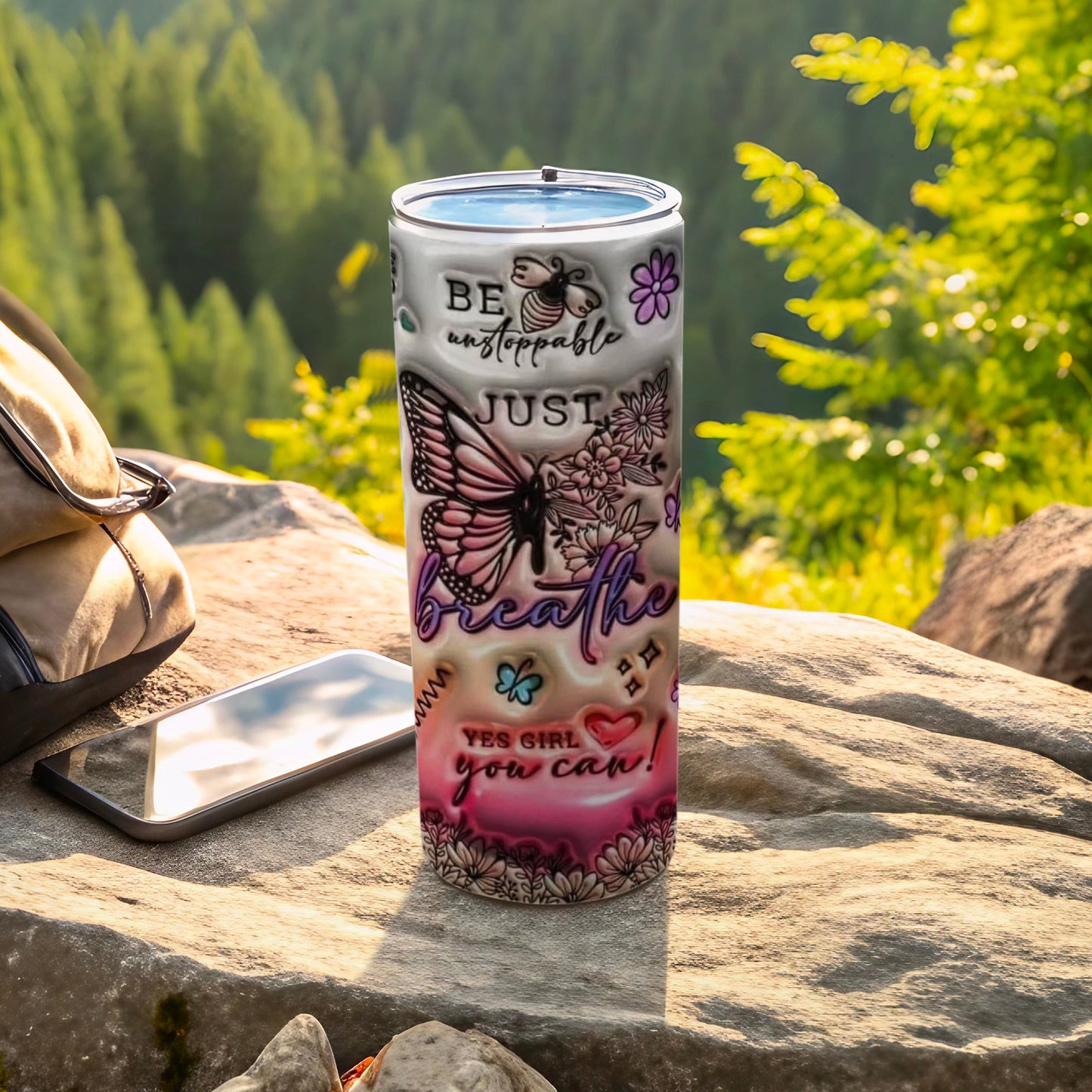 Unstoppable Just Breathe Yes Girl Tumbler product type