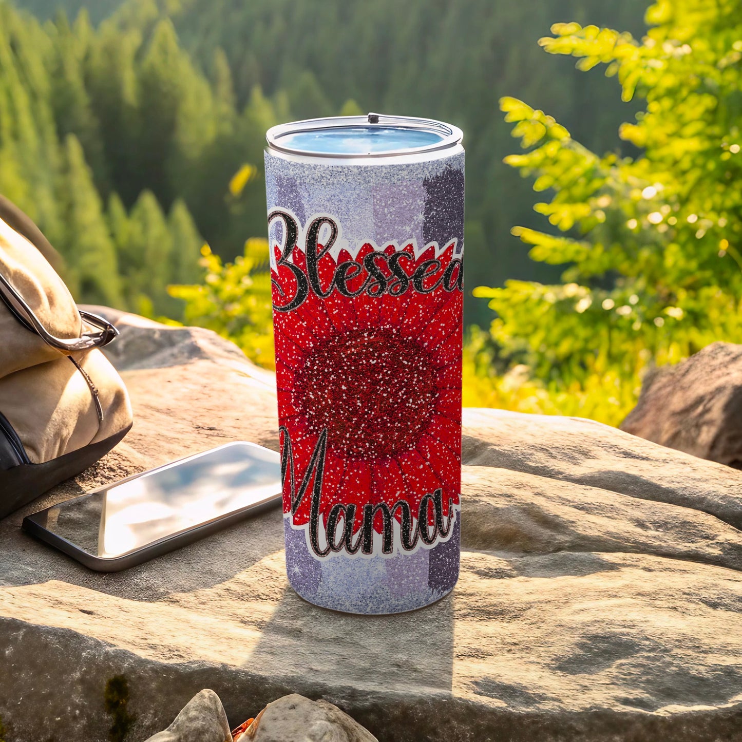 Blessed Mama Glittery Tumbler for Moms 20 oz