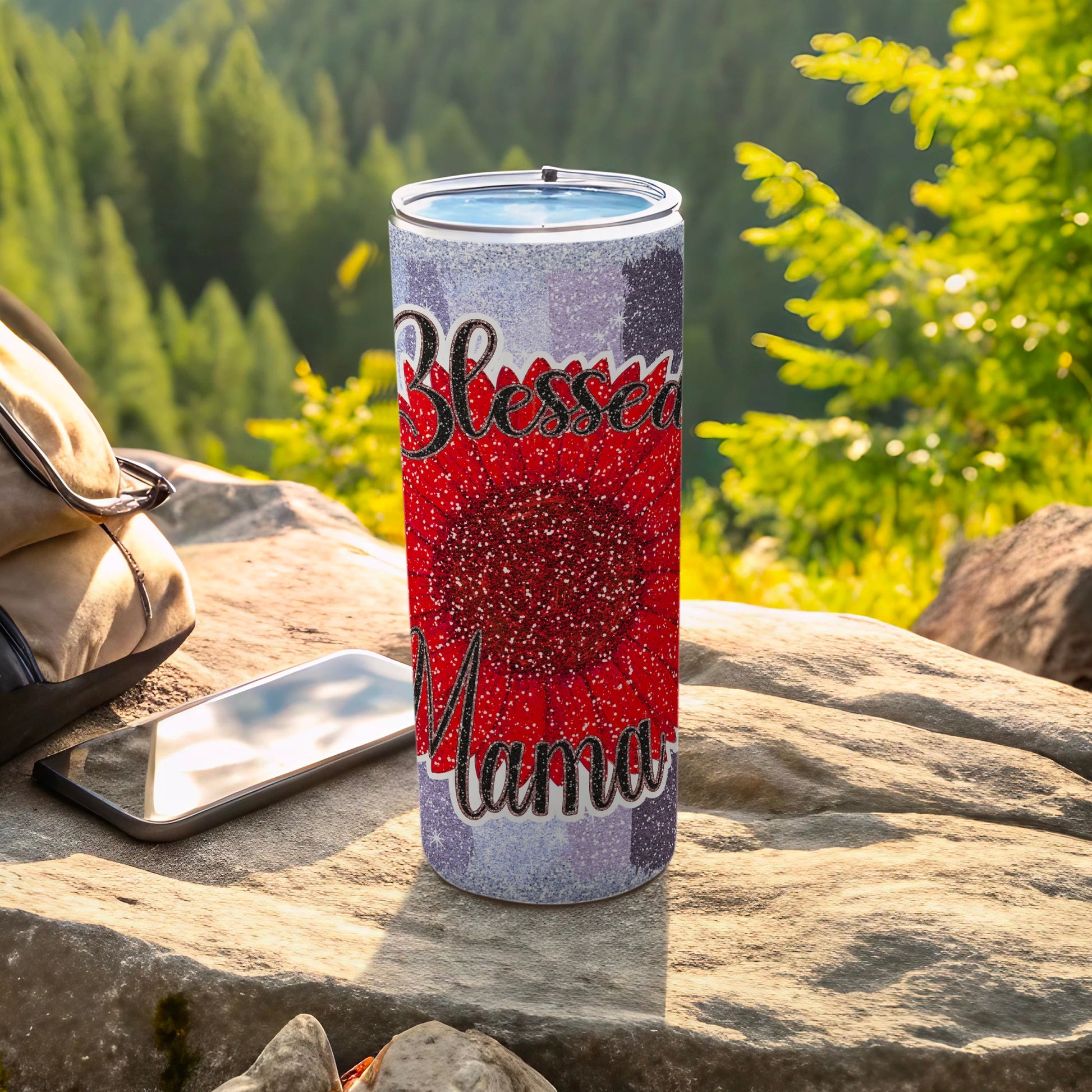 Blessed Mama Glittery Tumbler for Moms 20 oz