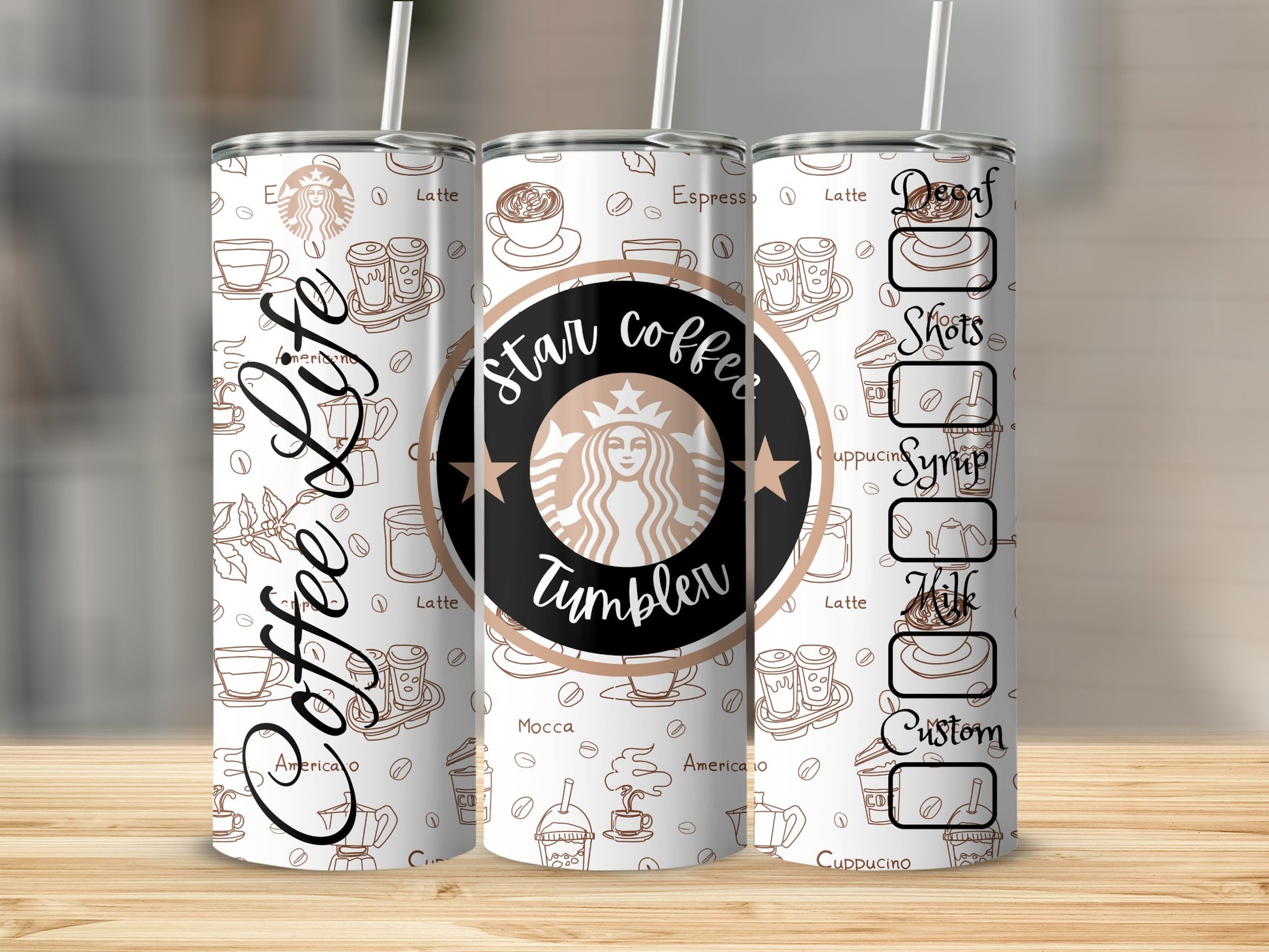 Coffee Life Star Coffee Tumbler with Custom Options