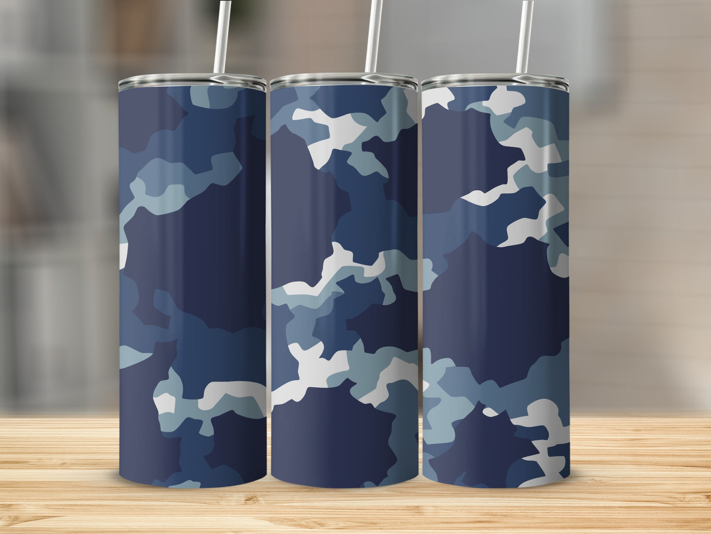 Blue Camouflage Print Design Tumbler Cup for Beverages