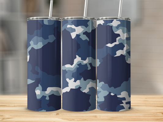 Blue Camouflage Print Design Tumbler Cup for Beverages