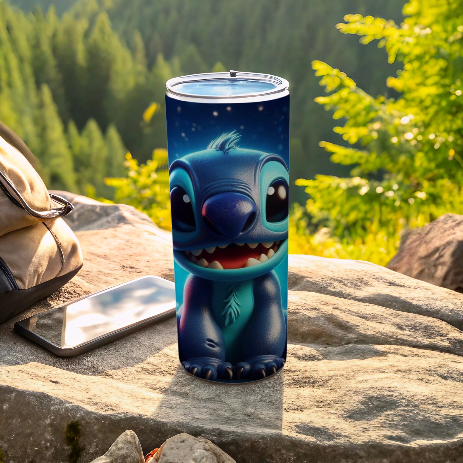 Adorable Blue Cartoon Character on Tumblers