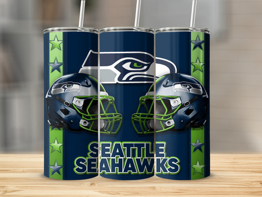 Seattle Seahawks Helmets Team Logo Star Border Tumblers