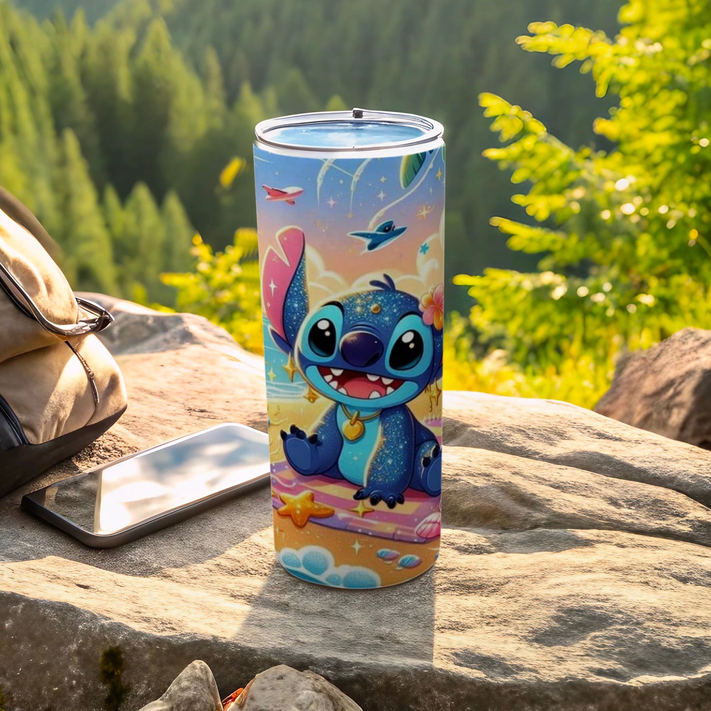 Cute Alien Character and Stars Theme Tumbler