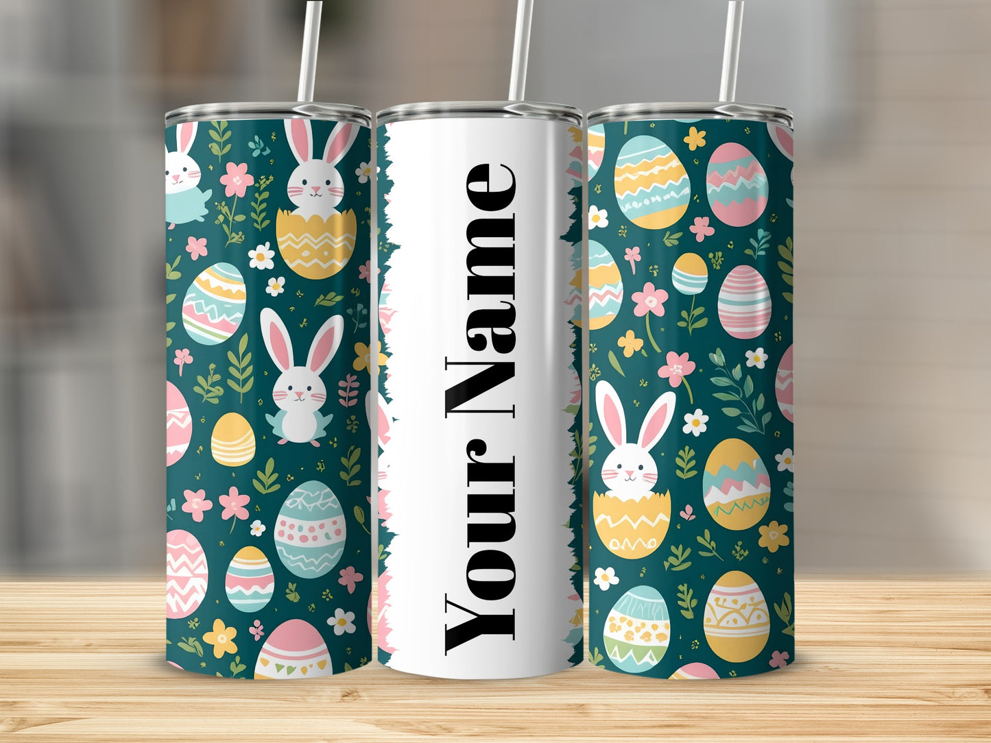 Personalized Easter Bunny and Egg Design Tumbler