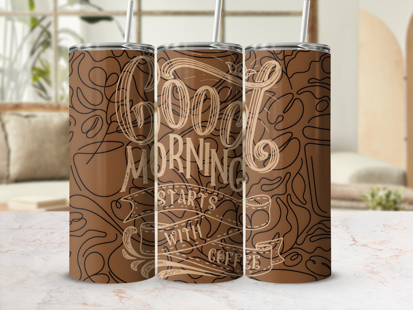 Good Morning Starts with Coffee Travel Tumbler