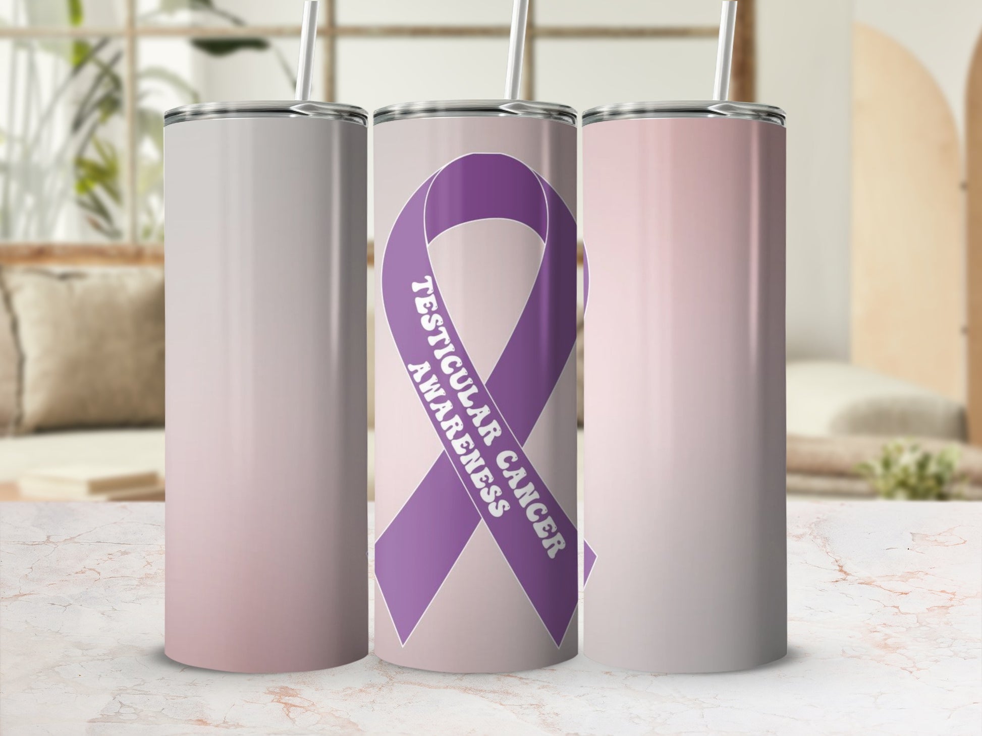 Testicular Cancer Awareness Ribbon Tumbler