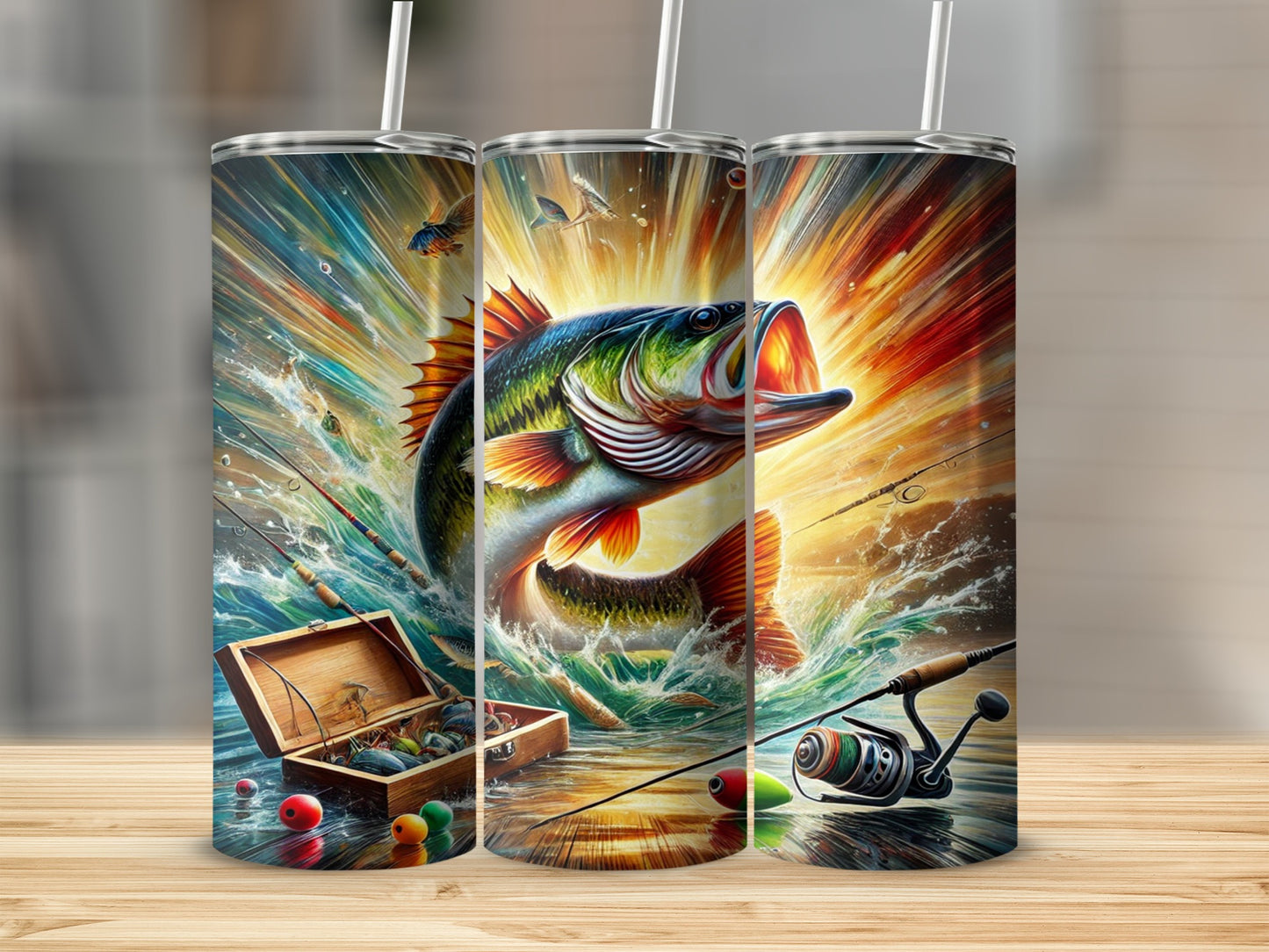 Colorful Fishing Adventure Artwork Tumbler Product