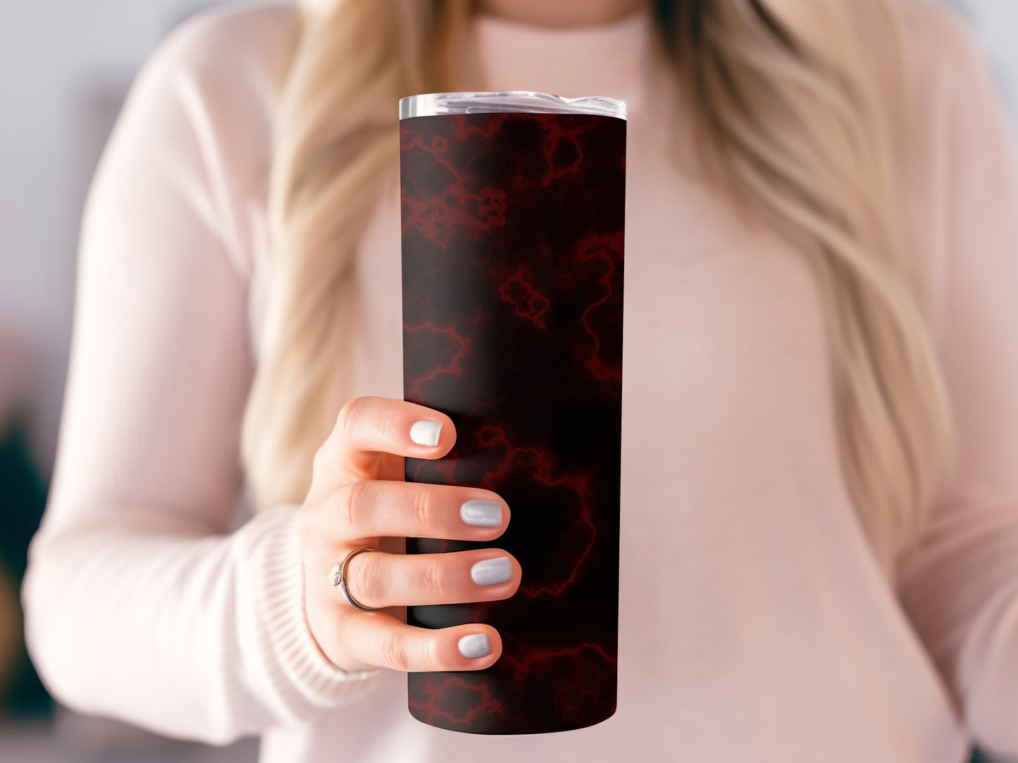 Dark Red Vein Pattern On Tumblers