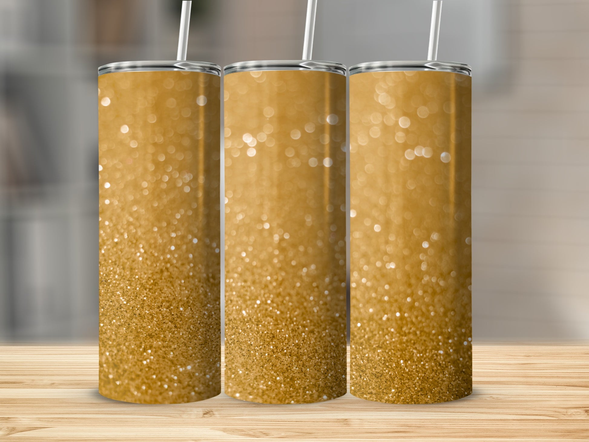 Sparkling Golden Glitter Tumbler for Glamorous Hydration