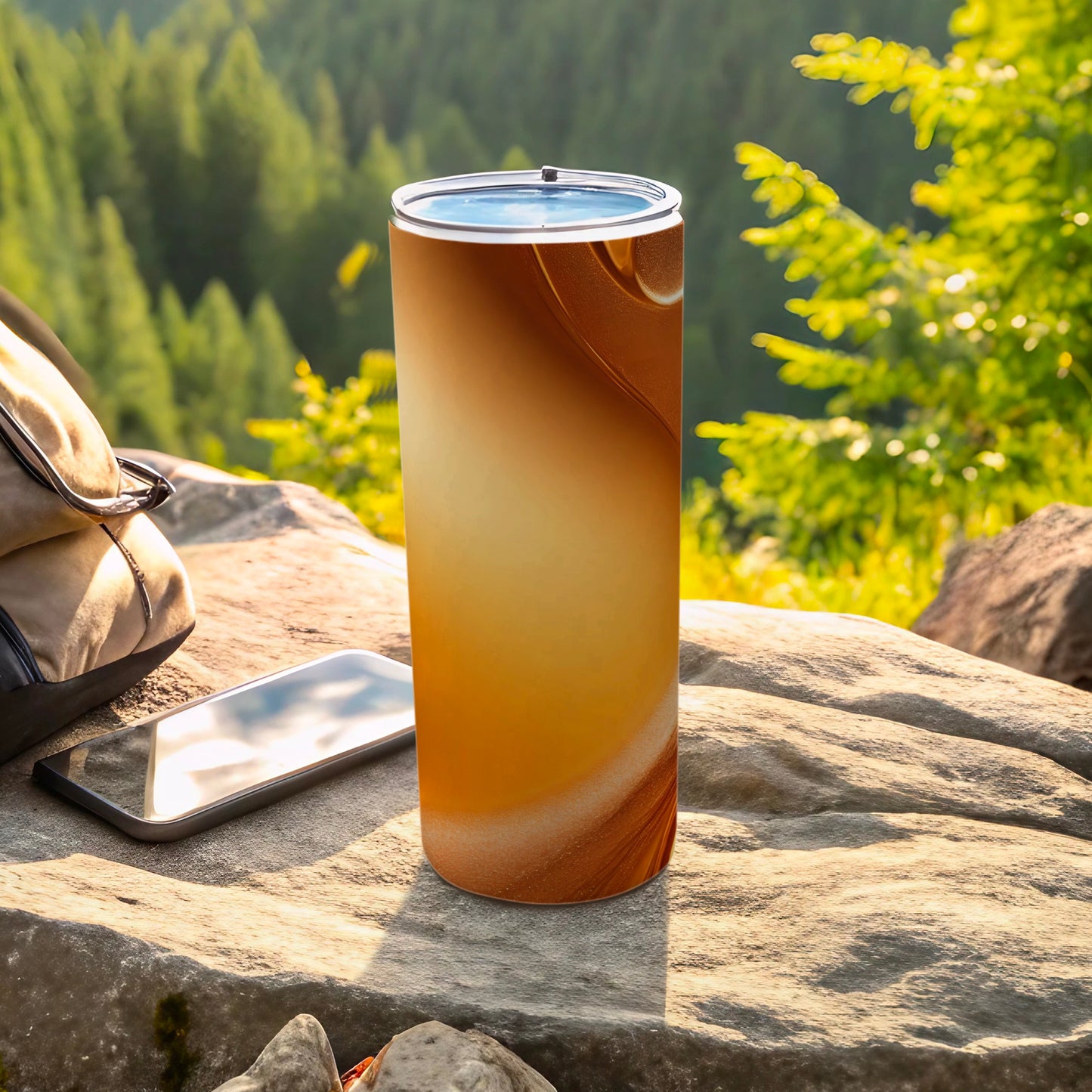 Brown Gold Gradient Swirl Design Travel Tumbler product type