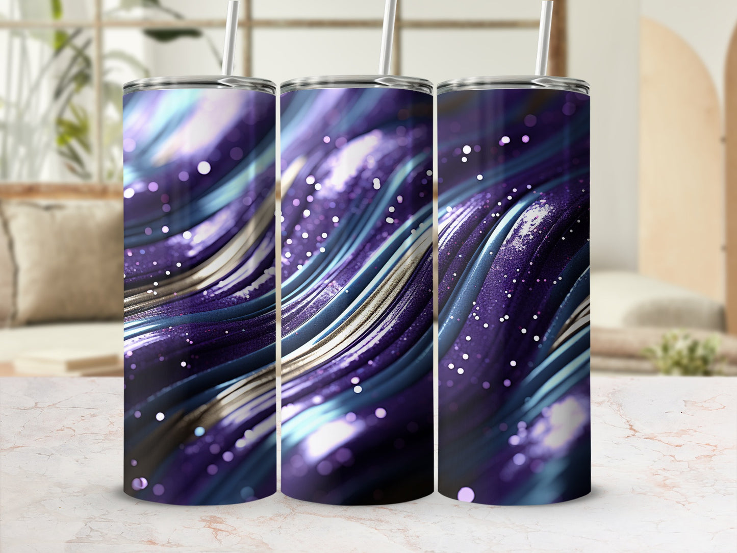 Purple Blue Gold Glitter Swirl Abstract Tumbler product type