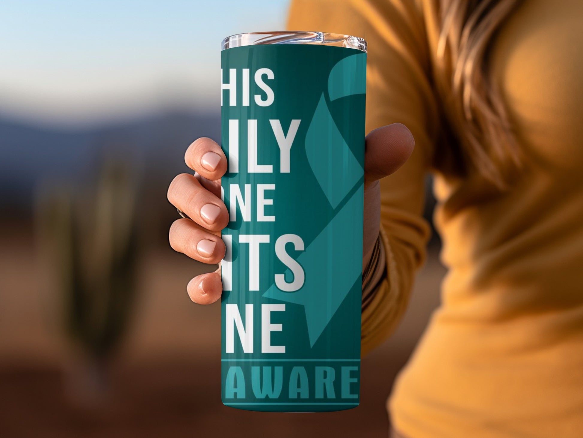 Teal Awareness Design This Family Line Tumbler Product