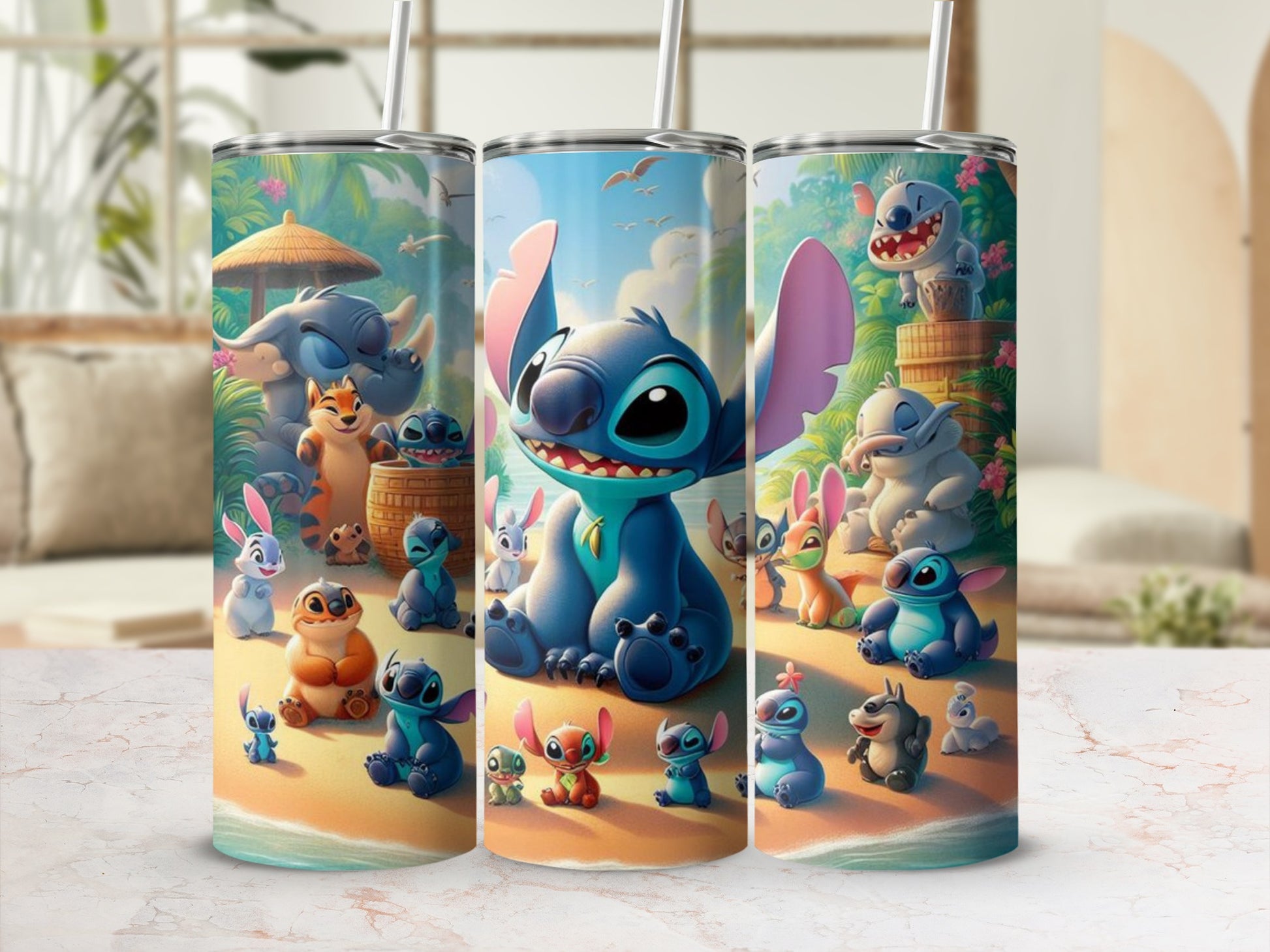 Cute Cartoon Character Beach Scene Tumbler