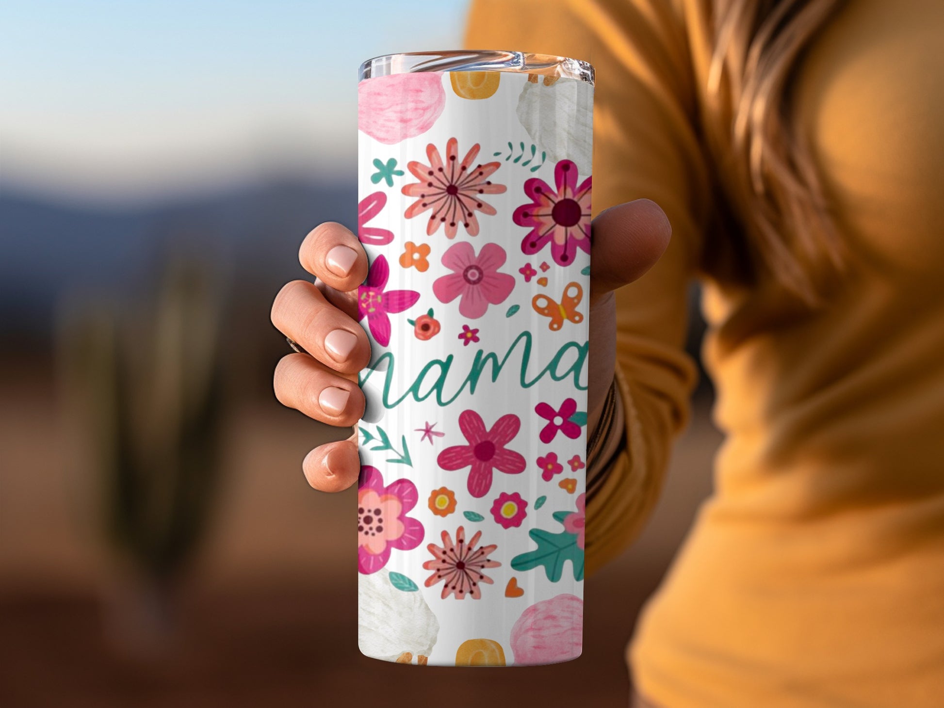 Floral Mama Patterned Tumbler Travel Cup Drinkware