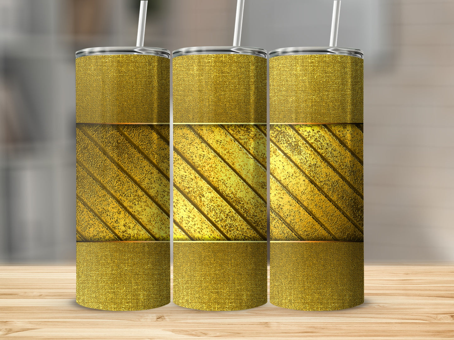 Gold Background Diagonal Stripes Texture Design For Tumblers