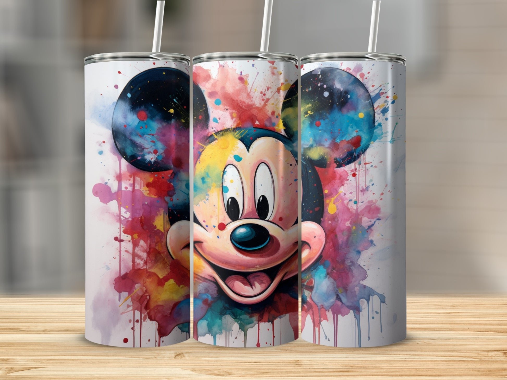Colorful Animated Mouse Tumbler with Artistic Twist