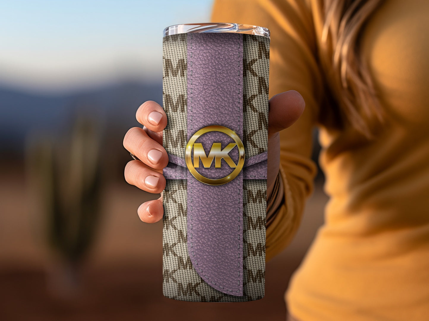 Stylish Monogrammed Drink Tumbler with Purple Accent