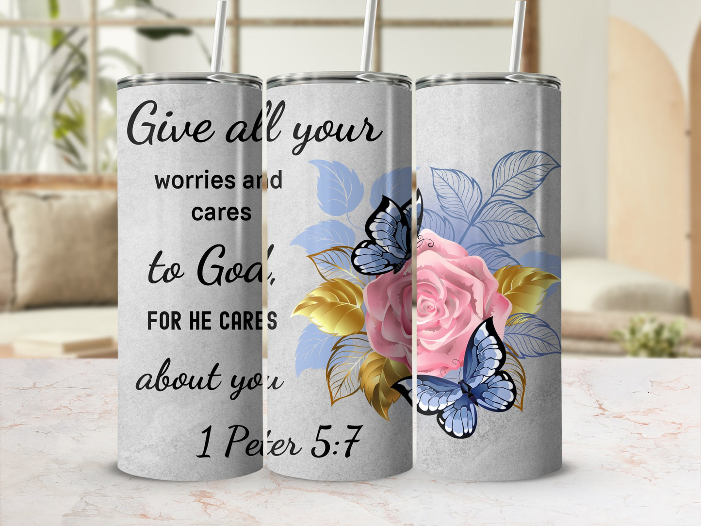 Inspirational Stainless Steel Tumbler with Bible Verse