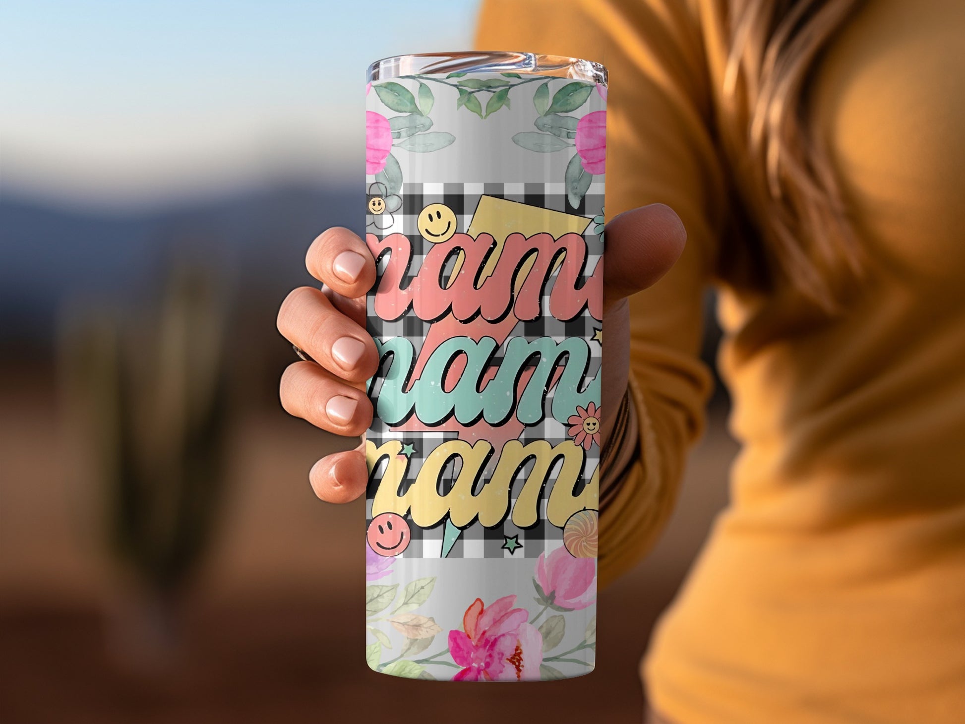 Colorful Floral Nam Nam Travel Tumbler Coffee Cup