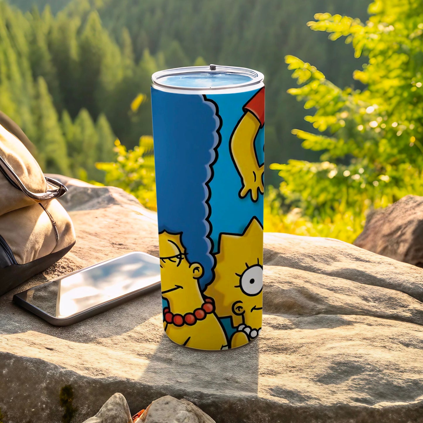 Cartoon Family Blue Background Insulated Tumbler
