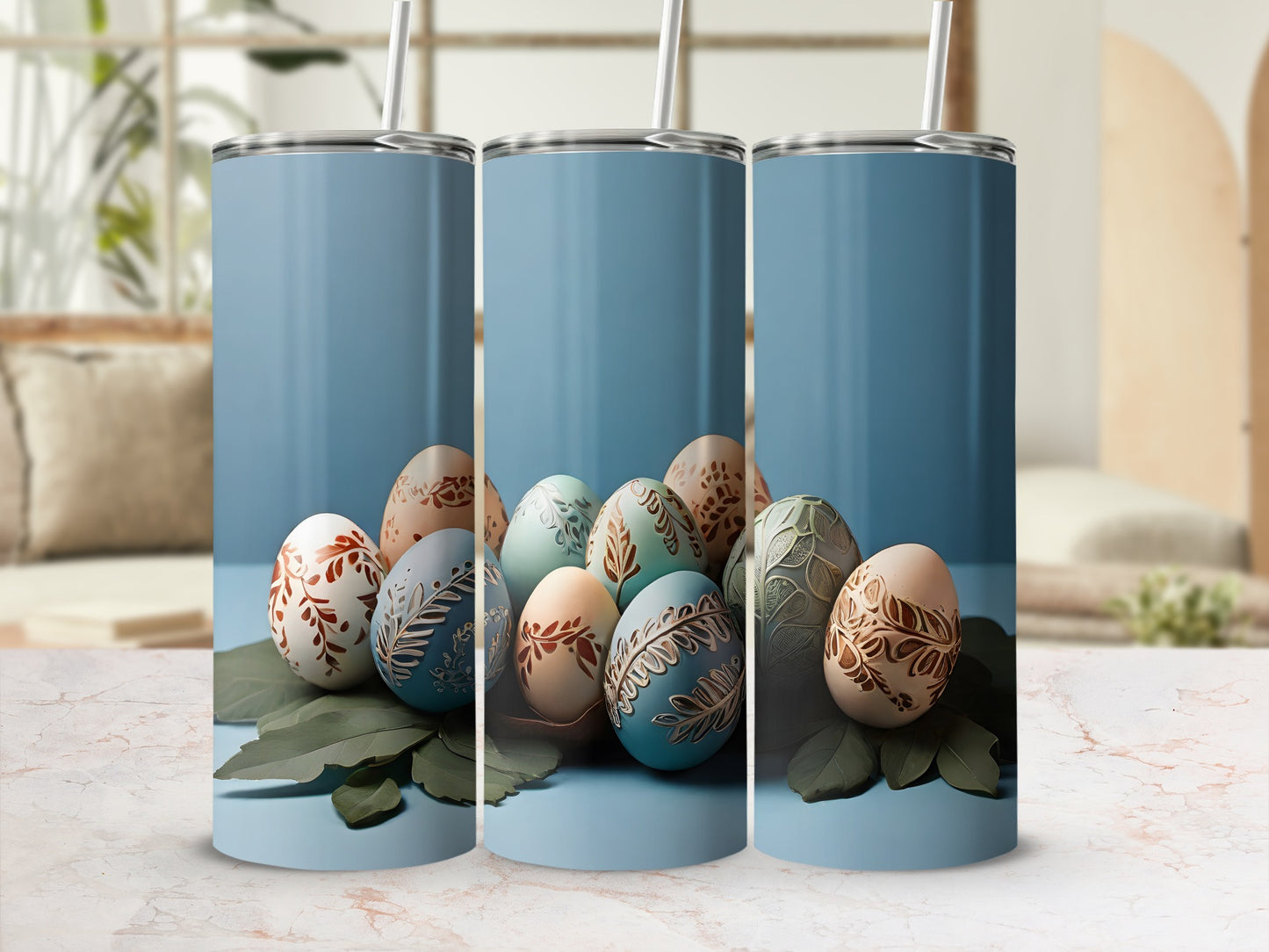 Decorated Easter Eggs Spring Theme Blue Tumbler Wrap product type
